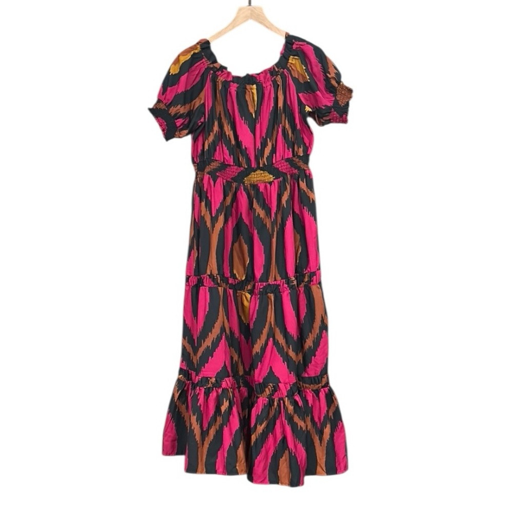 Her Destiny Off Shoulder Ruffled Tiered Skirt Boho Maxi Dress Size Large